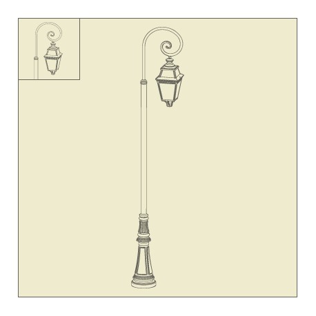 Lampadaire Avenue 3 3m30 Vert de gris Roger Pradier