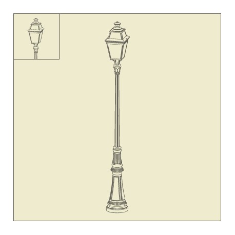 Lampadaire Place des Vosges 3 2m71 Blanc Roger Pradier