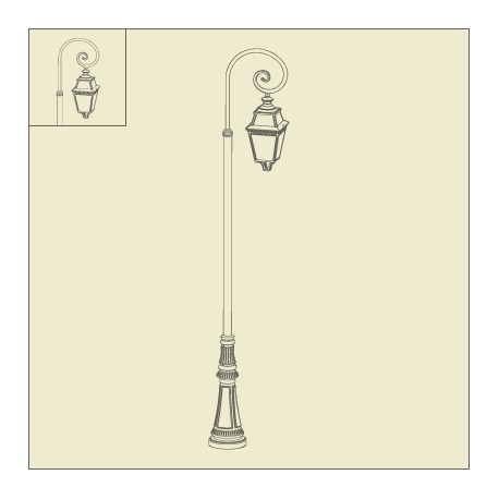 Lampadaire Place des Vosges 3 3m30 Blanc Roger Pradier