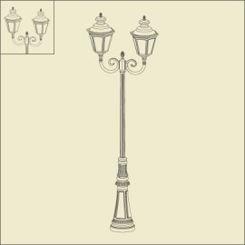 Lampadaire 2 lumiÃ¨res Louis XIII 2m57 Noir