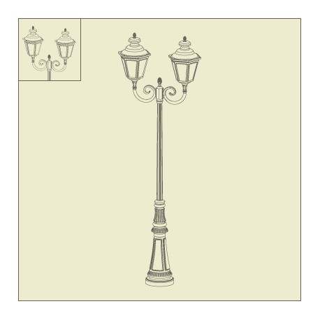 Lampadaire 2 lumiÃ¨res Louis XIII 2m57 Noir Roger Pradier