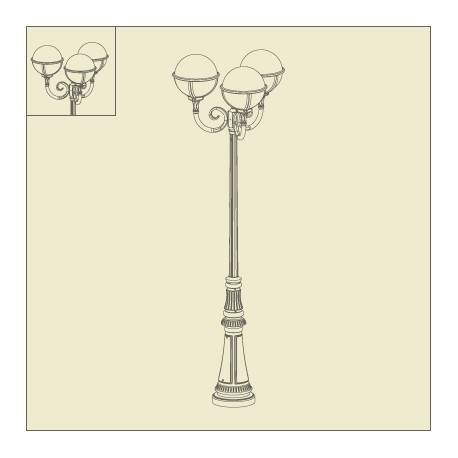 Lampadaire 3 lumiÃ¨res BorÃ©al 2 Vert anglais Roger Pradier