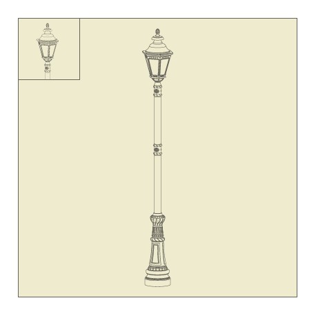 Lampadaire Citadelle Vert de gris 4m18 Roger Pradier